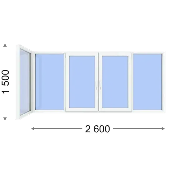Пластикові вікна | Ціна в Києві від Стандарт Вікна Станадрт Вікна 14 Г — подібний балкон з двома поворотно-відкидними стулками
